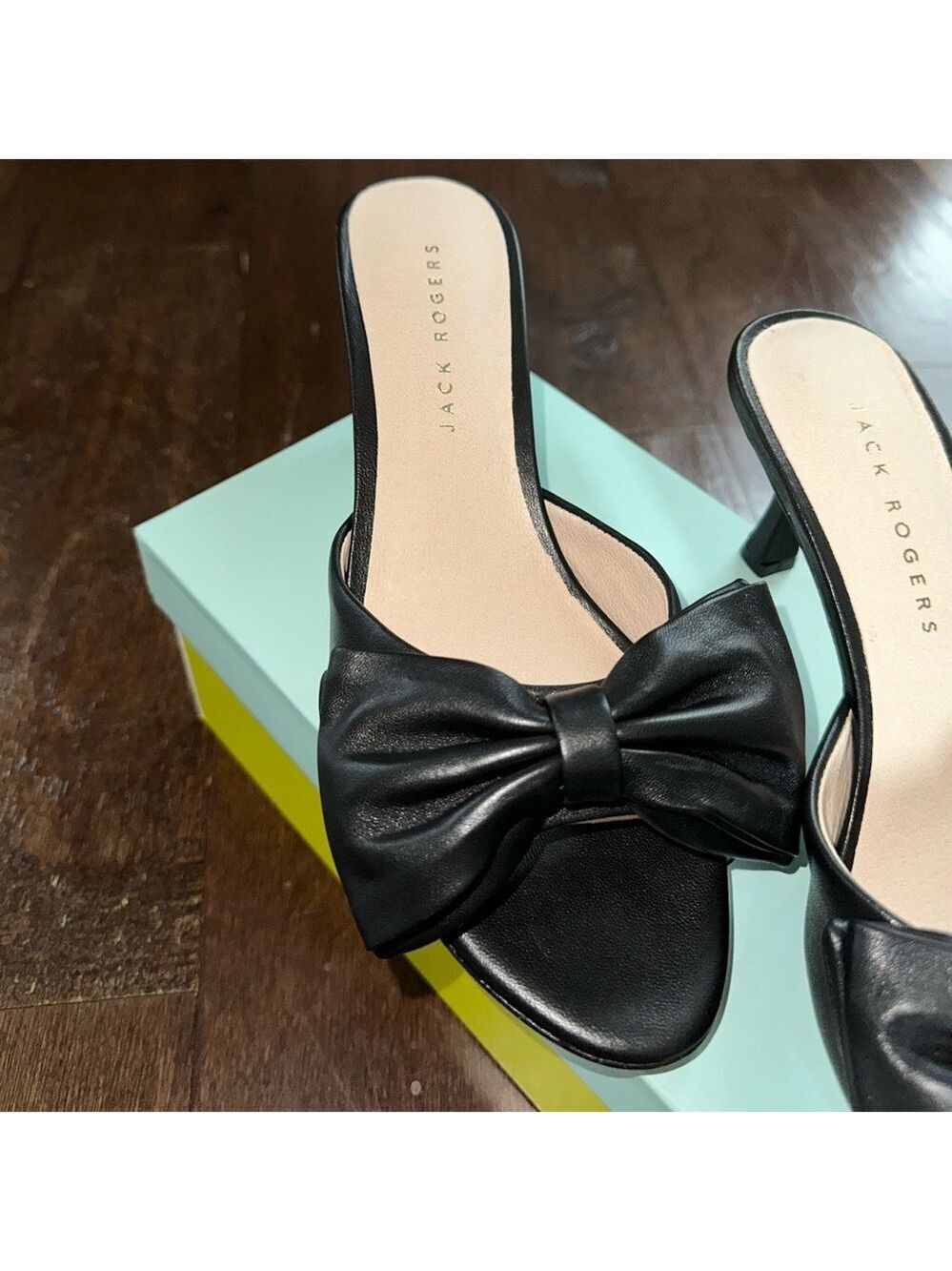 Jack Rogers-Lola Bow Mid Heel sandals black size 8 New in box. - Picture 10 of 16